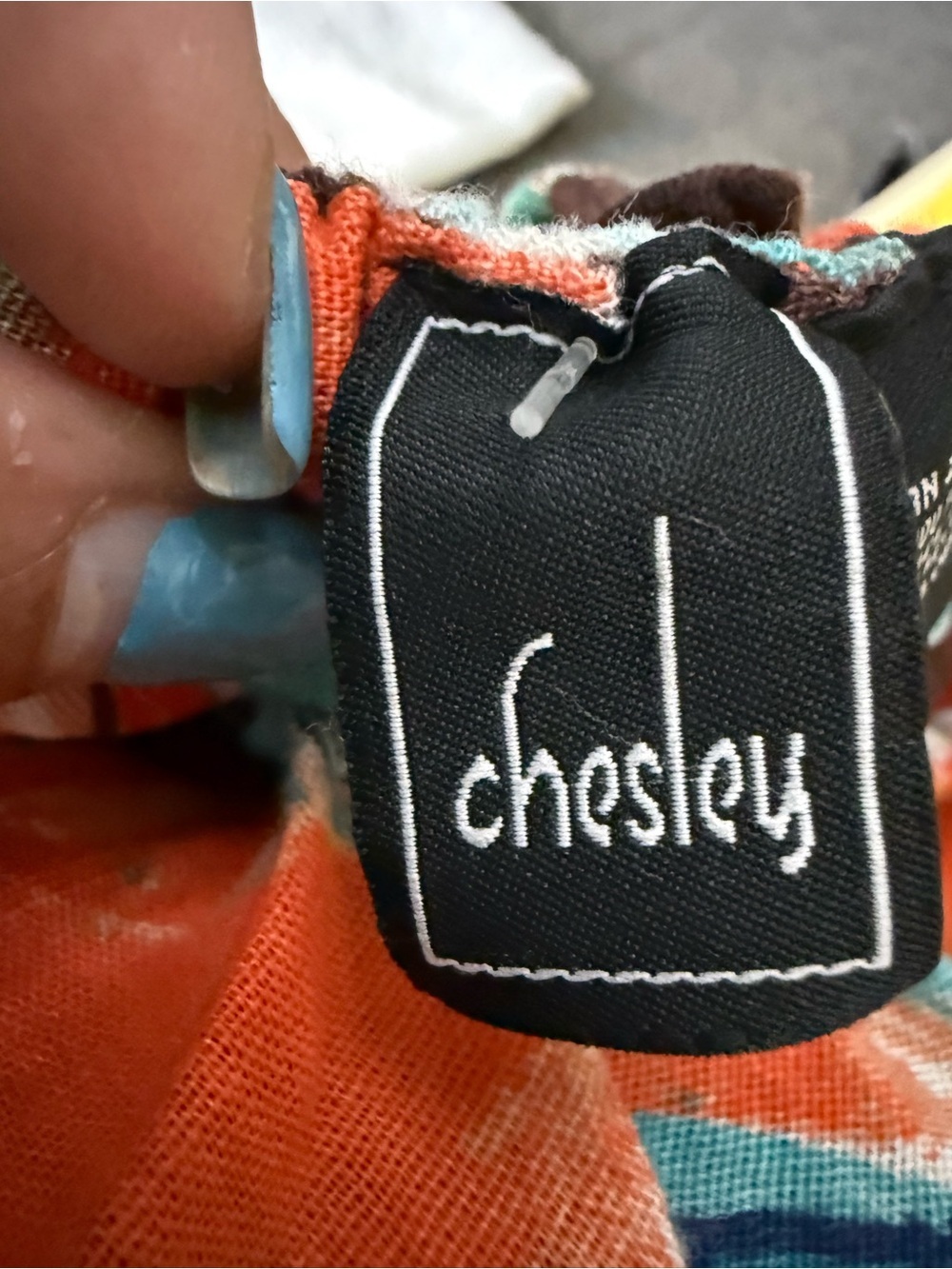 Chesley Strapless Maxi Dress in Orange and Teal Abstract Print - Picture 7 of 9
